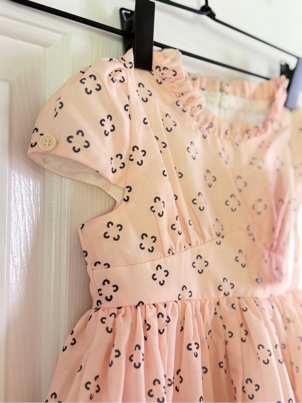 Boutique Girls Pink Ruffle Dress Shorts Matching Set Size 2 Tiered Geometric NWT - Picture 5 of 12